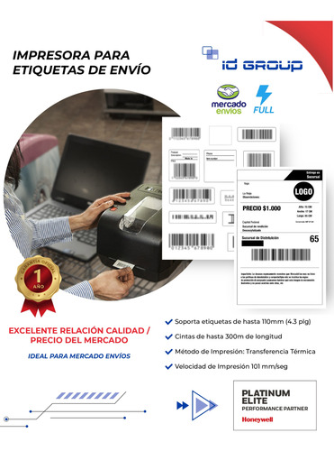 Impresora Etiquetas Mercado Envios Pc42 Red + Rollos