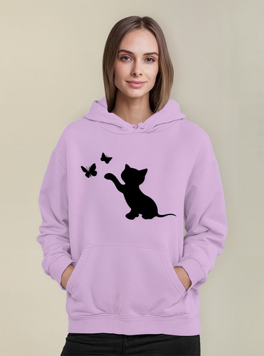 Poleron Estampado Gatito Gato Jugueton Cat Moda Mujer