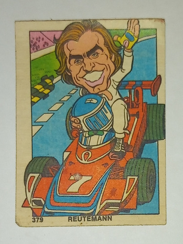 Figurita Caricatura Reutemann Álbum Campeones (1976)