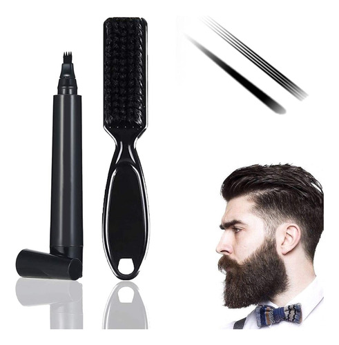 Set De Lápiz Marcador Para Rellenar Barba - Lápiz Y Cepillo 