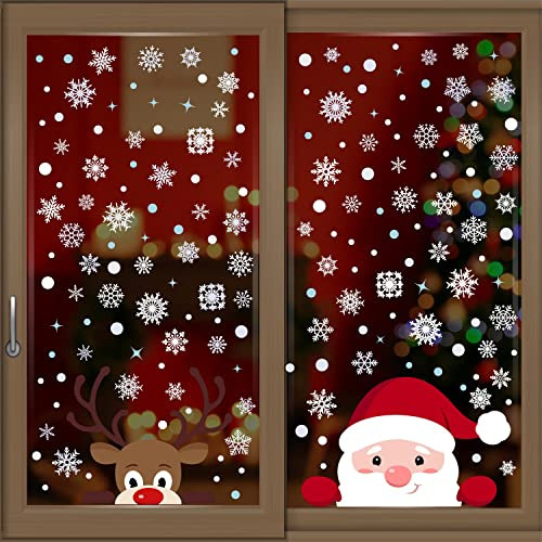 Adhesivos Navideños Para Ventanas Con Santa Y Rudolph