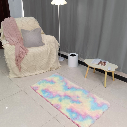Alfombra Peluda Bajada De Cama Medida 1,20 X 0,60 Multicolor