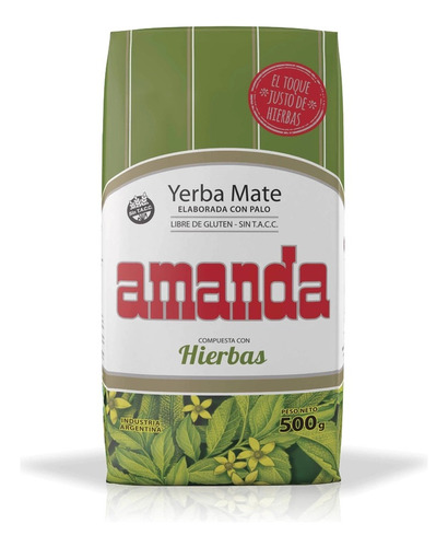 Oferta! Yerba Mate Amanda Con Hierbas 500g Sin Tacc