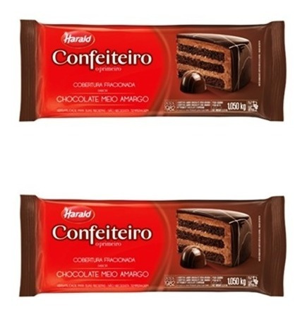 2 Chocolates Meio Amargo Cobertura Frac Confeiteiro 1,050kg