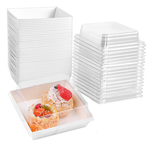 50 Juego Caja Sandwich Tapa Transparente Recipiente