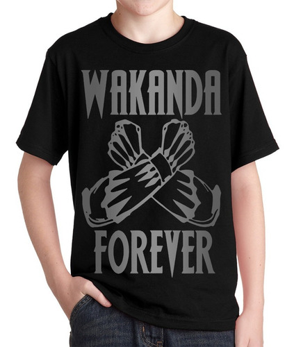 Remeras Niños Wakanda Forever Pantera Negra Black Panther 