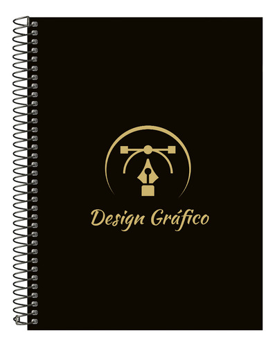 Caderno Universitário Profissões Preto E Gold 15 Matérias Cor Design Gráfico