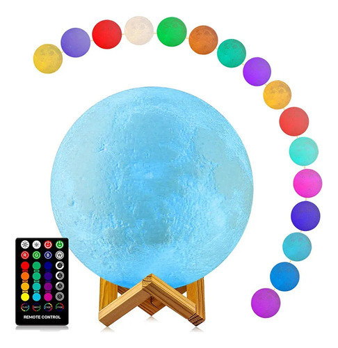 Luz Led Nocturna De Luna Con Soporte Y Mando A Distancia