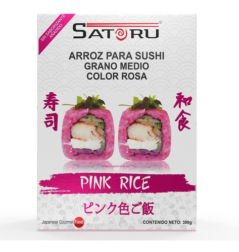 Arroz Japonés Rosa Para Sushi Sin Sabor Añadido 300g