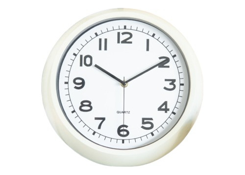 Reloj Pared Pl. Mco Beige Fdo Bco 30cm Diam.c/minutero