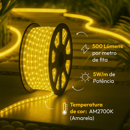 Fita Led Facile 5w 2700k Branco Quente 50 Metros Tensão Direta 60 Leds Cod: Alut148019 Alut By Avant