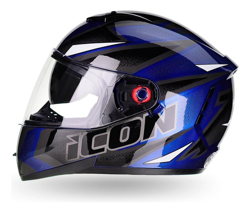 Capacete De Moto Peels Com Oculos Interno Solar Icon Fast Cor Azul Escuro, Preto e Branco Tamanho do capacete 62 - GG