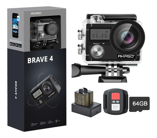 Akaso Brave 4 4k 30fps + Microsdxc 64 Gb Kit Accesorios