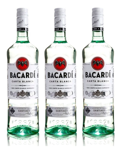 Ron Bacardi Blanco Carta Blanca 980cc X 3 Unidades