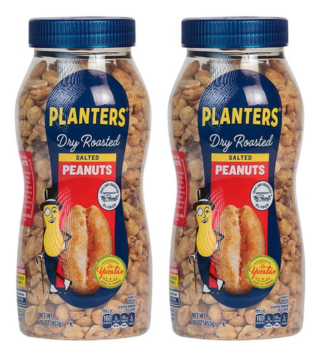 2 Frascos De Cacahuates Planters Salados 453g-envio Gratis