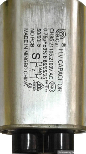 Capacitor Microondas De 0,75 Uf 2100 Volt