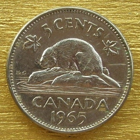 Moneda  Canada De  5 Cents De 1965