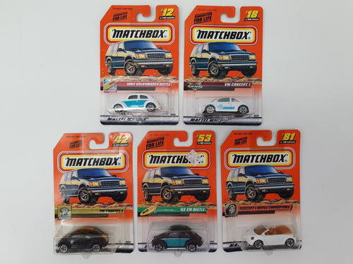 5 Autos Matchbox Volkswagen Bug Beetle Vocho 1999