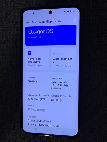 Oneplus Open Dual Sim 512 Gb Negro 16 Gb Ram (Usado)
