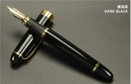 Pluma Fuente Jinhao Negra Dorado Esmaltada Trazo Caligrafico