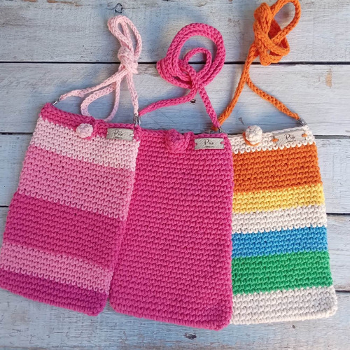 Cartera Bandolera Portacelular En Crochet 