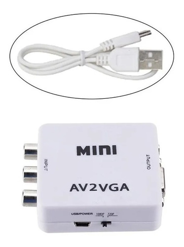 Conversor Adaptador Av-rca A Vga  Convierte Señal Rca A Vga