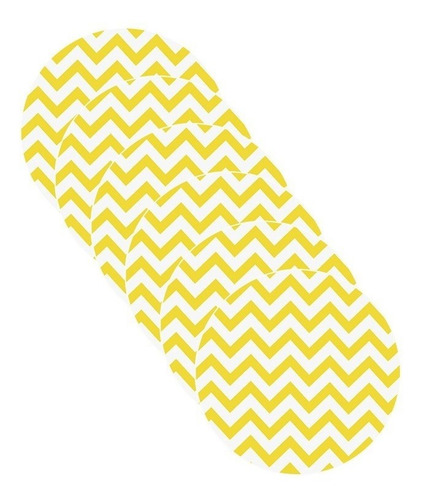 Sousplat Chevron Amarelo Com Base - 6 Peças