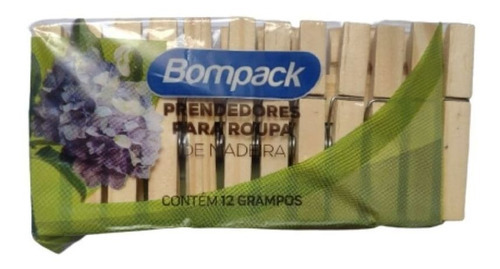 Pregador Madeira Pendurar Roupa Varal Pratico 12 Unidades Cor Bege