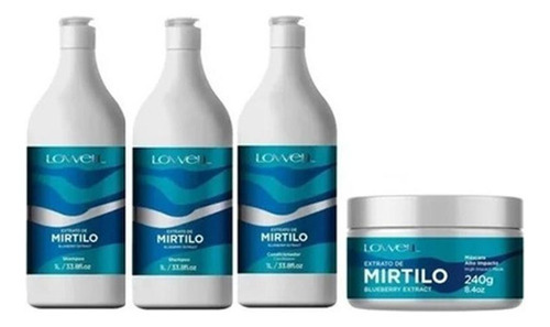  Kit Extrato De Mirtilo 2 Shampoos Condicionador 1l Máscara