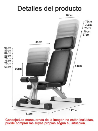 Banco Pesas Multiposiciones Plegable Ajustable Gym Ejercicio