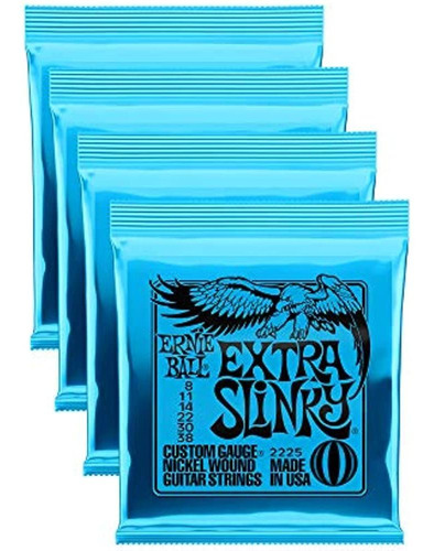 Ernie Ball Lote De 4 Cuerdas Extra Slinky Para Guitarra Eléc