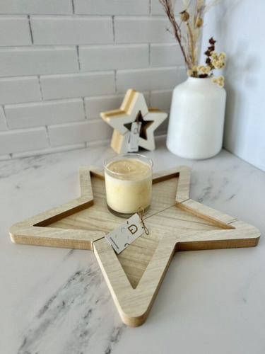 Bandeja De Madera En Forma De Estrella Decorativa Nordica
