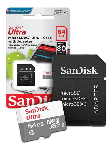 Cartão De Memória Micro-sd Sandisk 64gb Ultra C 10 Original