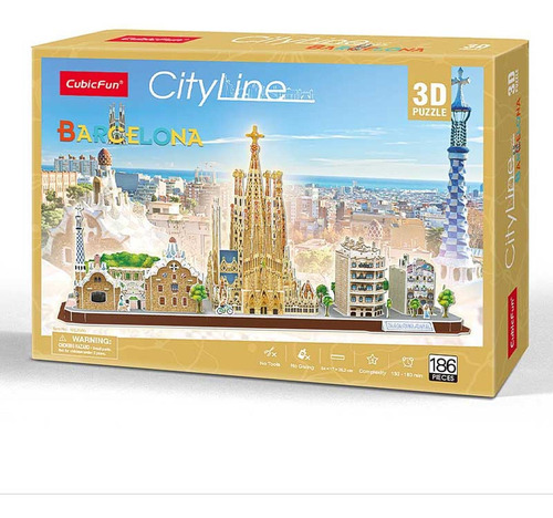 Puzzle 3d Barcelona España City Line Cubicfun Original