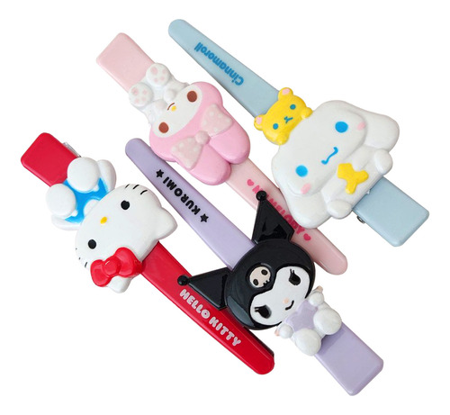 4 Pinzas Cabello Hello Kitty Kuromi Melody Peinado Pasador