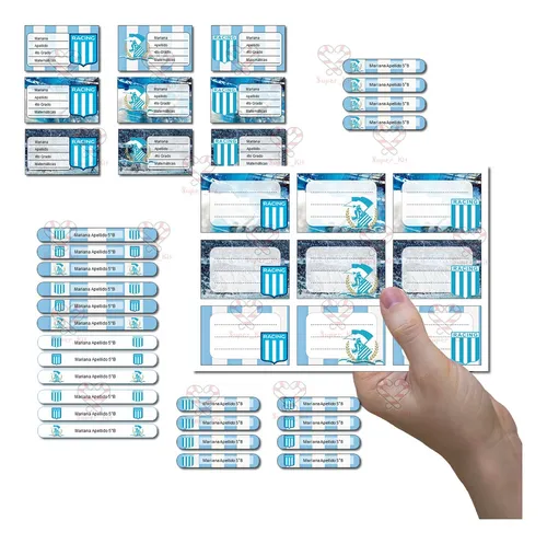 comprar Kit Imprimible Etiquetas Escolares Racing Club Editable