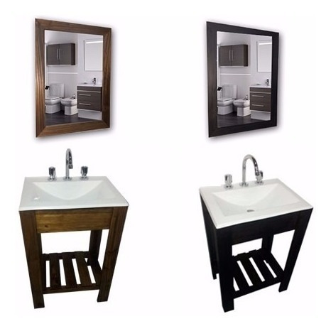 Imagen 5 de 8 de Combo Set Bacha Loza Cuadrada Griferia Vanitory Baño 55cm !!