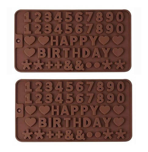 2 Moldes Chocolate Moldes De Silicona Letras Numeros Signos 