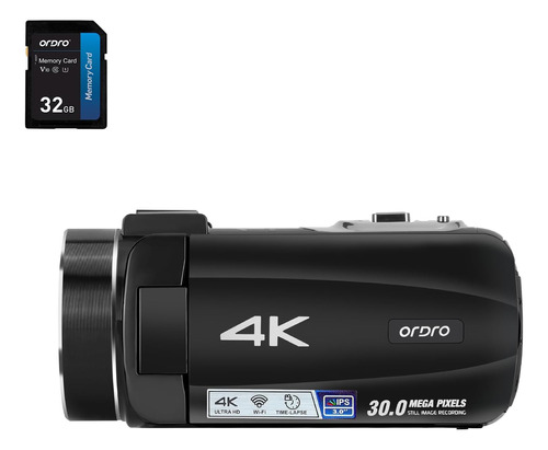 Ordro Cámara De Vídeo 4k Con Zoom Óptico, Videocámara Uhd Vl