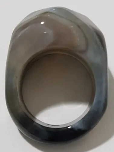 Anillo En Piedra Agata Gris Botswana Facetado Talle 19