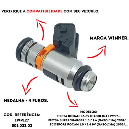 Bico Injetor Iwp127 Fiesta Supercharger Ecosport 1.6 Rocam