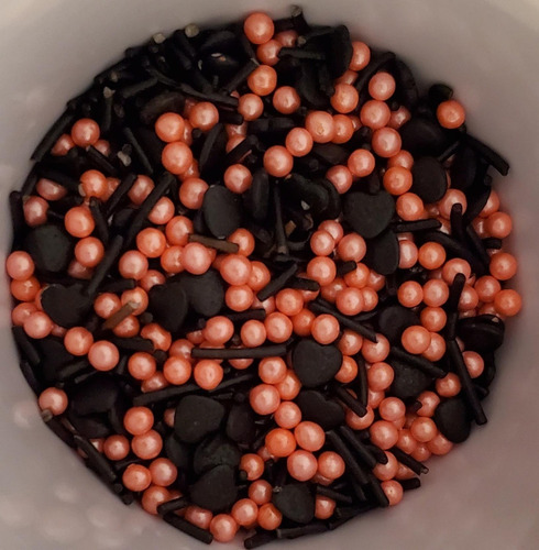 Imagen 2 de 2 de Sprinkles De Halloween Negro Y Naranja - 60grs / Lauacu