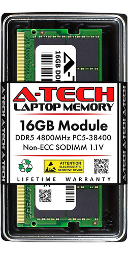 Memoria Ram A-tech 16gb Ddr5 4800 Mhz Sodimm Pc5-38400 Cl40 