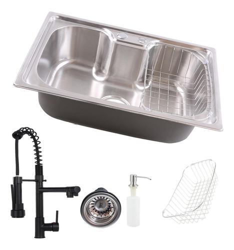 Kit Cuba Cozinha Gourmet Aço Inox E Torneira Gourmet Black