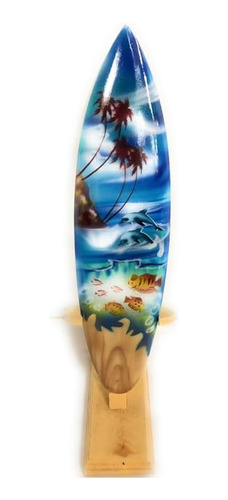 Tikimaster Surfboard W/stand Island Sealife Design 12 - Tro