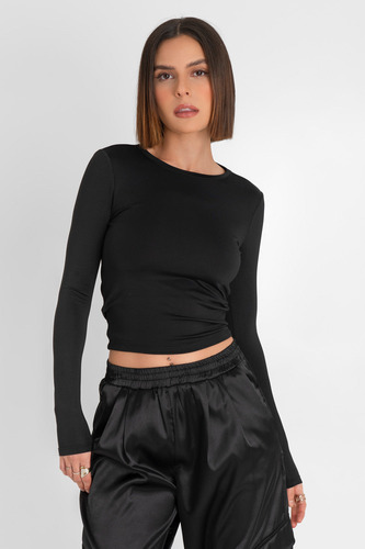 Crop Top Ajustado Cut Out En Espalda High Street