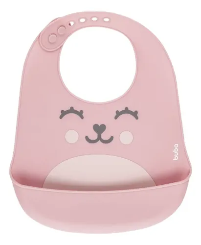 Babador Em Silicone Com Pega-migalhas Rosa Gumy Buba