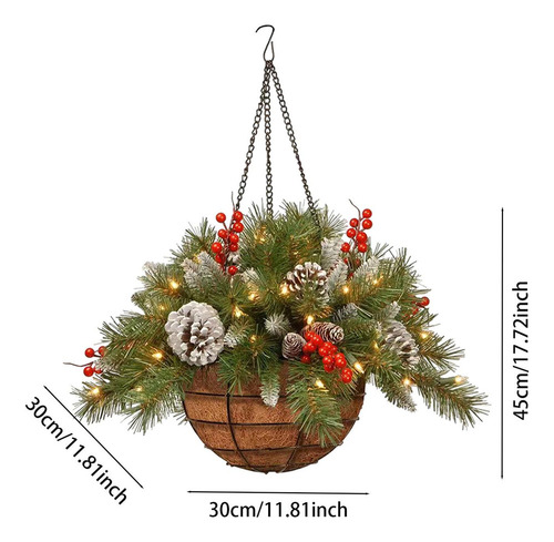 Cesta Colgante Navideña Artificial, Decoración Navideña