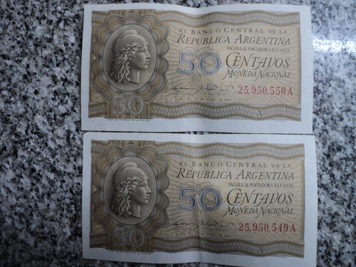 Billetes 50 Centavos Moneda Nacional Correlativos