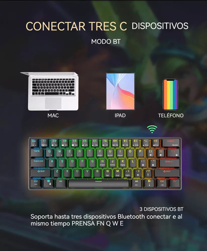Teclado Mecánico Abnt2 Hyrax Thunder Gamer, 60%, Rgb, Humano